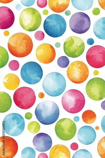 Fototapeta Colorful abstract watercolor circles art design digital artwork vibrant background top-down view creative concept
