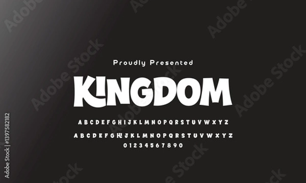 Fototapeta Playful style font design, childish alphabet letters and numbers vector illu thick funny font for headlines, funny text shirts, childish hood logo, quotes, and birthday headlines. 