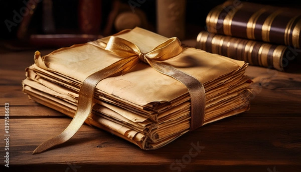 Obraz old books on wooden background