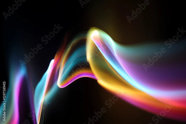 Fototapeta This abstract background features vibrant waves of color flowing gracefully across dark canvas, creating mesmerizing visual experience that captivates viewer imagination