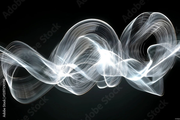 Fototapeta Abstract light waves create mesmerizing background that captivates viewer with its fluid motion and ethereal quality, evoking sense of wonder and tranquility