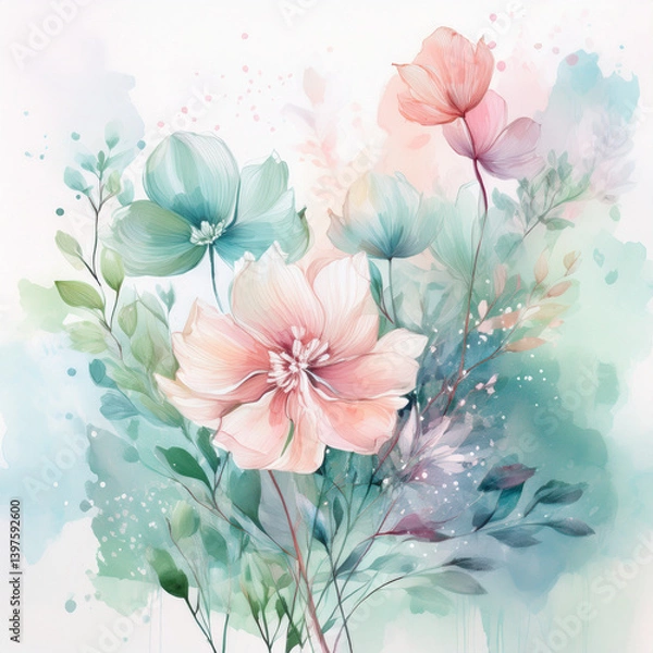 Obraz Subtle Abstract Flora in Soft Pastels
