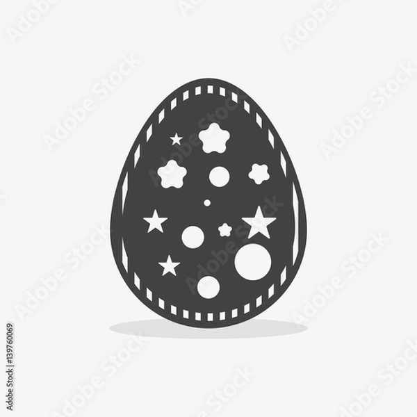 Obraz Easter egg In black white style on an isolated