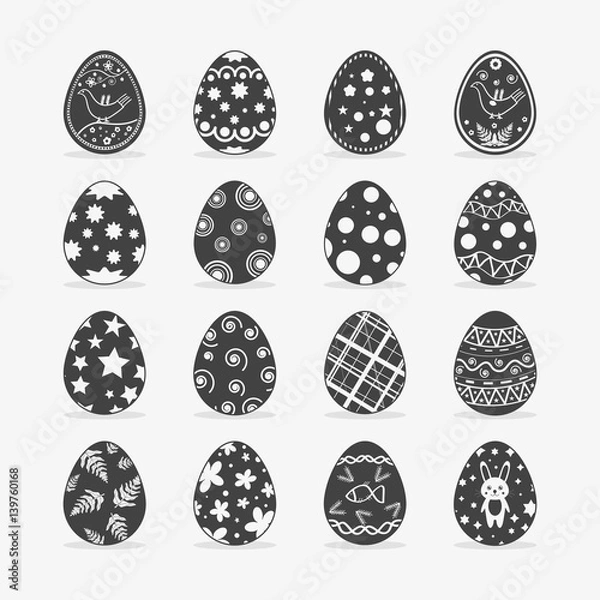 Obraz Easter egg In black white style on an isolated