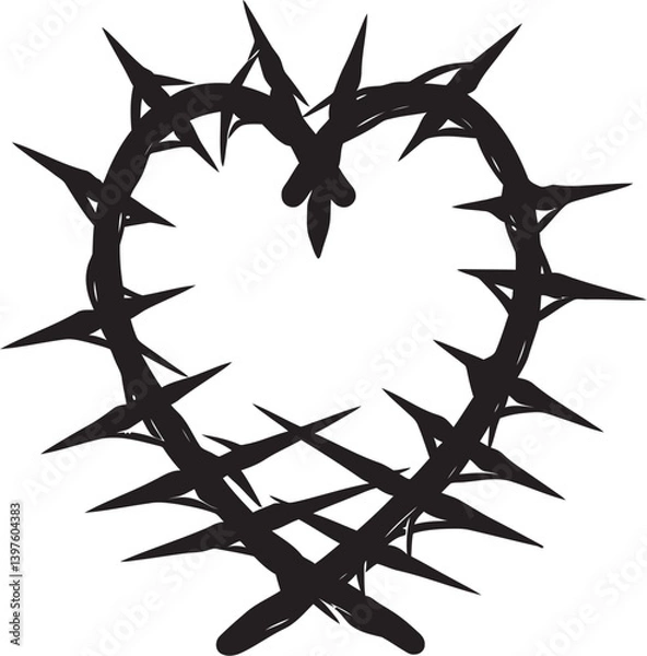 Fototapeta The Tension of Love Understanding the Symbolism of a Heart Bound by Barbed Wire