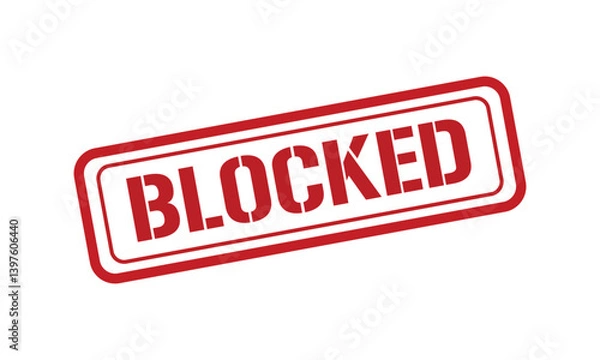 Obraz BLOCKED red stamp text vector, rubber stamp