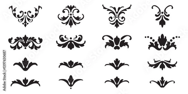 Fototapeta Set of decorative ornaments leaf elements. Vintage calligraphy collection