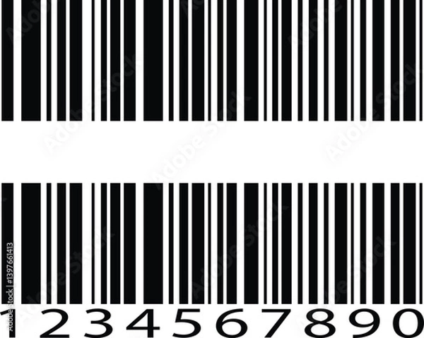 Obraz Barcode product distribution icon set. Vector collection isolated on transparent background. Business concept barcode pictogram. Bar code scan label for product price tag. Easily editable stroke.