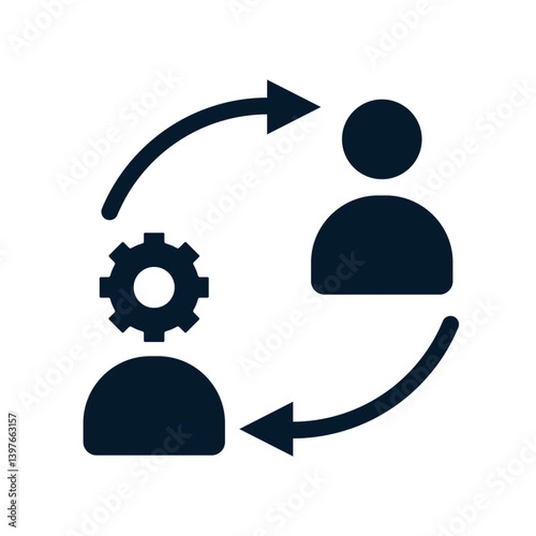 Fototapeta Concept of change management, professional. Vector linear icon isolated on white background.