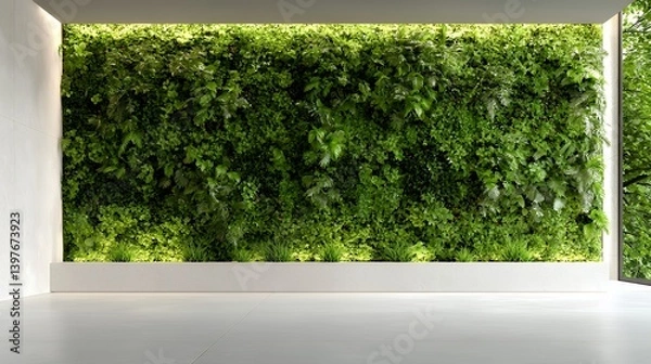 Obraz Modern interior with lush green wall