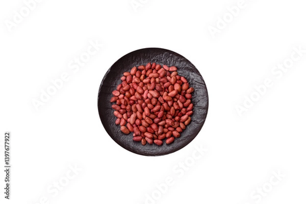 Fototapeta Peanuts or peeled graundnut in a bowl on a white background