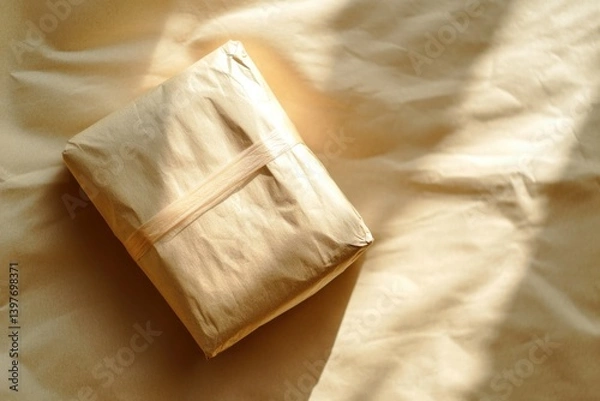 Fototapeta Folded paper package with soft shadows and space for logo