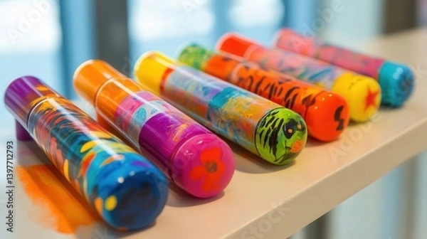 Fototapeta Create a hospital program where pediatric patients can decorate their inhalers as part of art therapy, creating positive associations with flu treatment