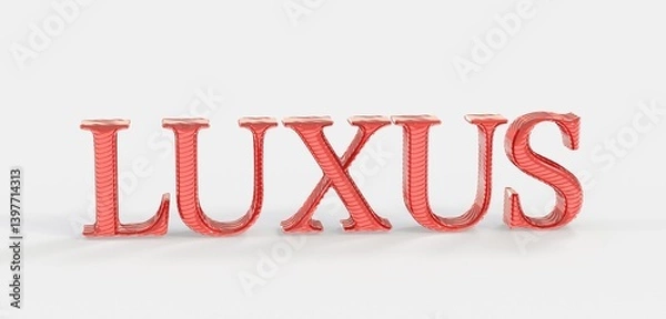 Fototapeta High-quality 3D rendered red LUXUS text. Perfect for luxury branding, logos, and advertising.