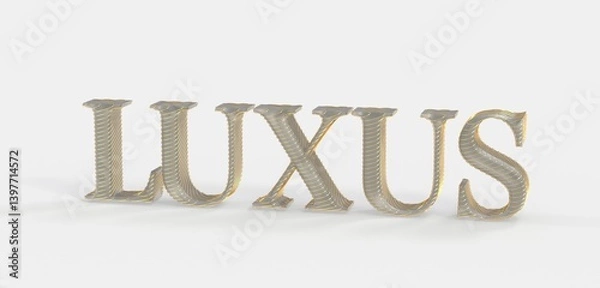 Fototapeta High-quality 3D render of the word LUXUS in elegant gold and gray. Perfect for luxury branding.