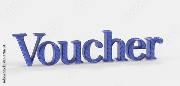 Fototapeta High-quality 3D rendering of the word 'Voucher' in blue. Perfect for marketing materials.