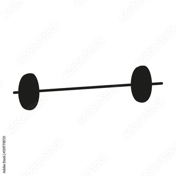 Obraz Isolated silhouette of a long dumbbell on a white background