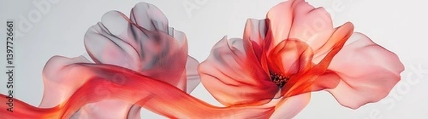 Fototapeta A soft, flowing background provides the perfect setting for delicate pink and peach flowers to blend together, creating an ethereal and serene atmosphere that is perfect for floral-themed art