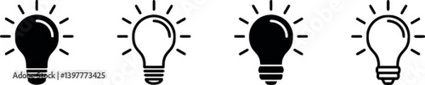 Fototapeta Lamp Icon Set. Light Bulb Icon Vector. Idea Symbol Collection