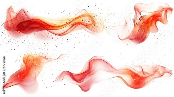 Fototapeta Red flames isolated on a white or transparent background (PNG format). --