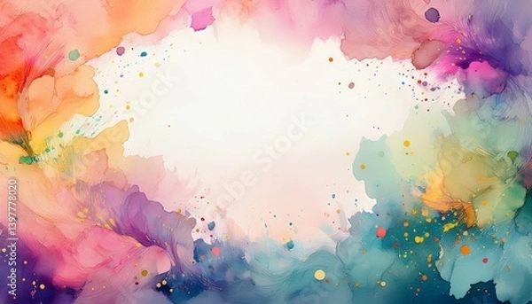 Fototapeta beautiful border frame of abstract colorful brush stroke patterns with copy space background, graphic resource