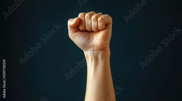 Obraz Raised fist symbolizing protest or demonstration. --