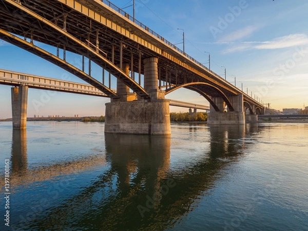 Obraz Bridges across the Ob River in Novosibirsk.