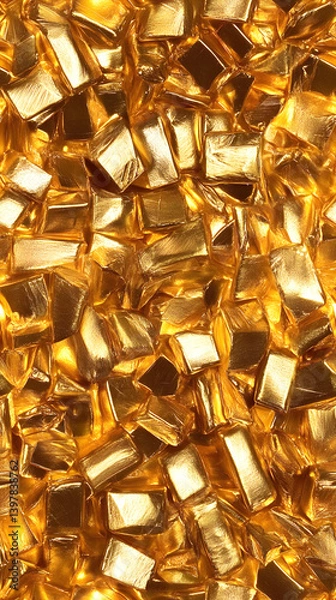 Fototapeta Golden Geometric Shapes in a Cluster