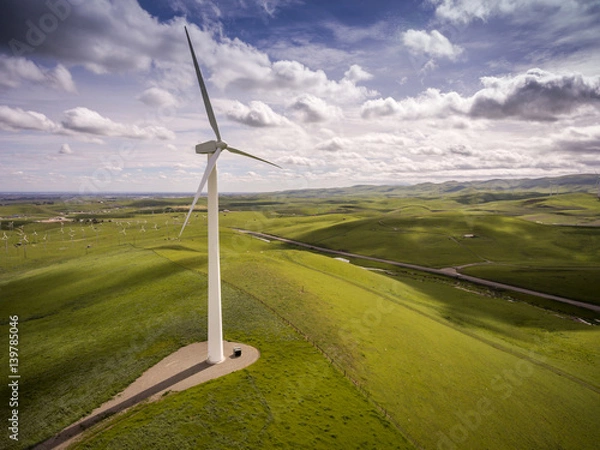 Fototapeta Windmill - Wind Turbine on Hill