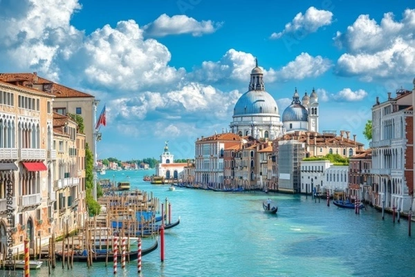 Fototapeta Stunning panoramic view of venice showcasing grand canal and santa maria della salute s double dome