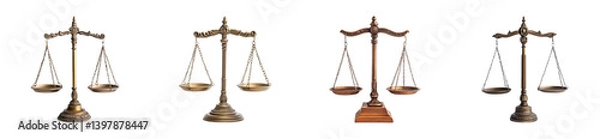Obraz Legal balance scales displayed in a environment. Cut out png set