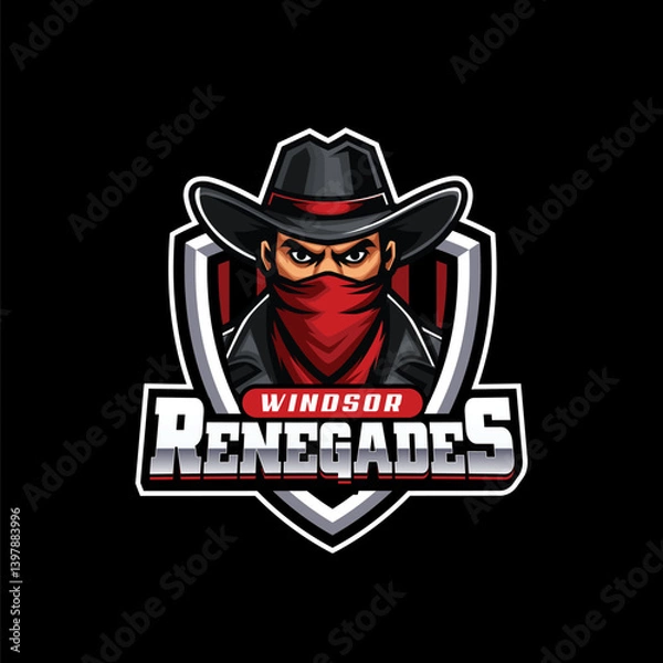 Fototapeta bandit mascot logo design template vector editable text