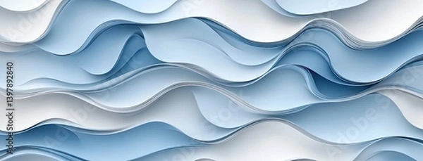 Fototapeta Vibrant design showcases smooth curves and waves in stunning blue hues, creating a mesmerizing abstract background with depth