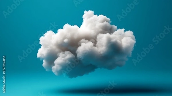 Fototapeta Fluffy Cloud on Teal Background Dreamy 3D Render.