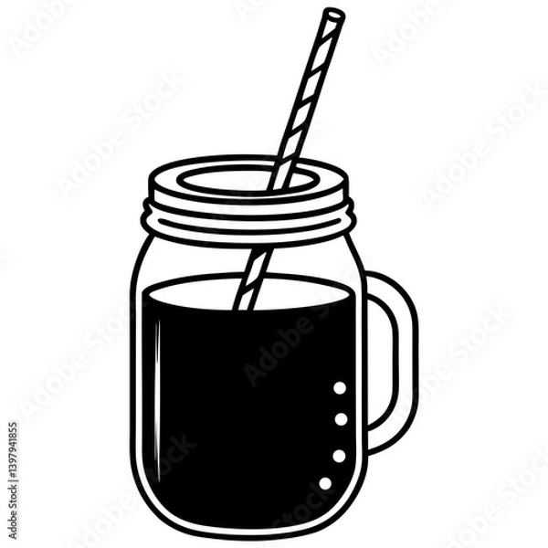 Fototapeta AI-generated mason jar drink line art – perfect for print, decor, or digital design projects.
