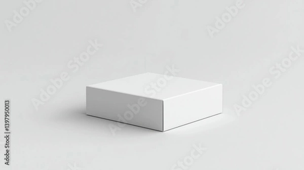 Fototapeta A single, blank, white square box on a white background.