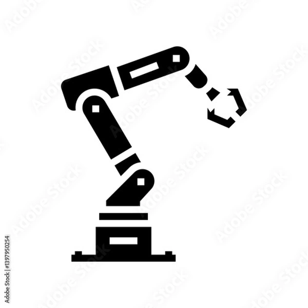 Fototapeta industrial robot arm industry 5 glyph icon vector illustration