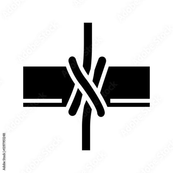 Obraz clove hitch nautical knot glyph icon vector illustration