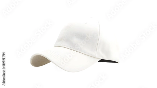 Fototapeta White Baseball Cap Mock-Up for Professional Branding and Customization on Isolated Background