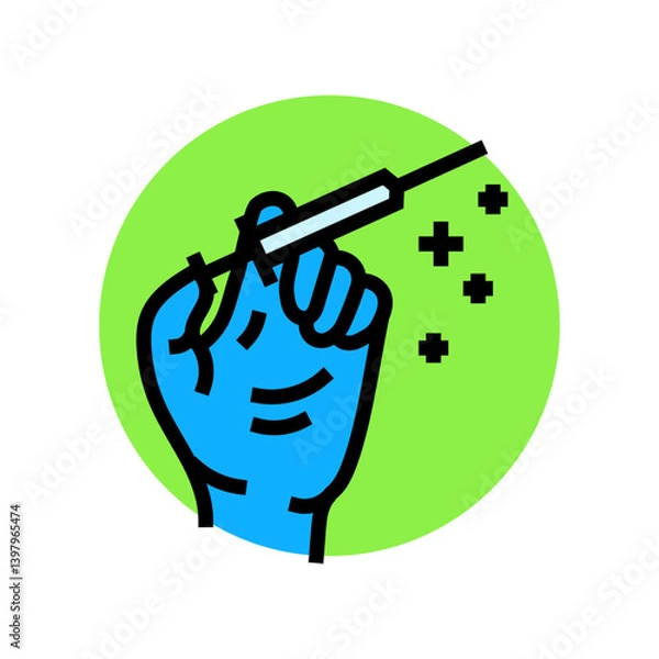 Obraz hand syringe immunization color icon vector illustration