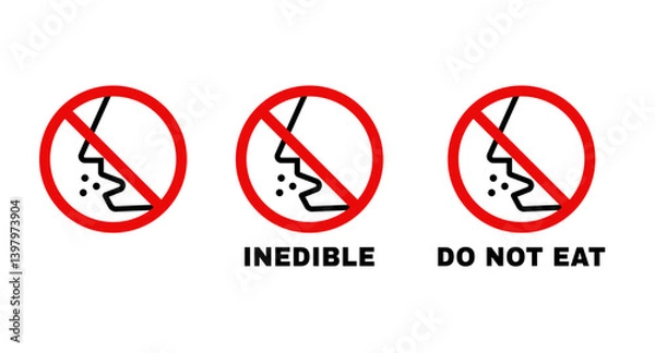 Fototapeta Inedible icon. Do not eat icon. Not edible sign. Not for consumption symbol.