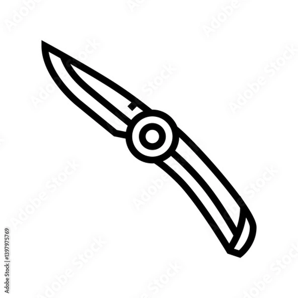 Obraz knife foldable rock climbing line icon vector illustration