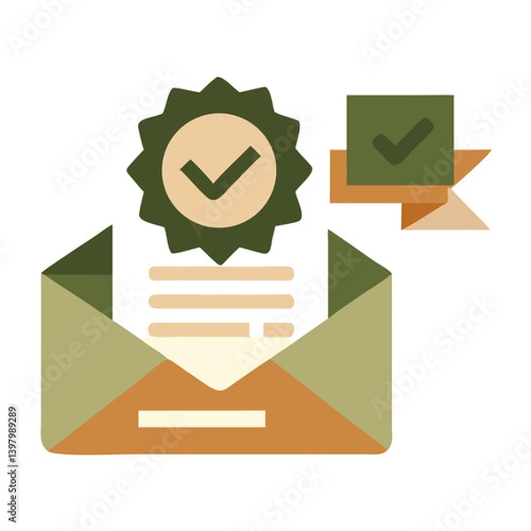 Fototapeta Verified Email Icon Representing Trust and Confirmation in Delivery  