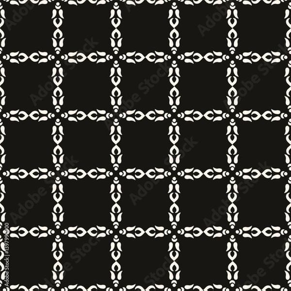 Obraz Simple minimalist geometric seamless pattern. Abstract monochrome minimal background with small floral shapes. Subtle repeat design for decor, print.