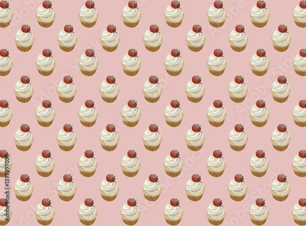 Obraz Cupcake Vintage Pattern Design Vector Textile