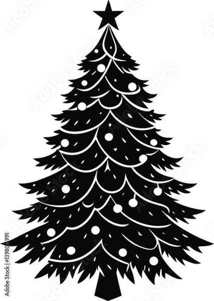 Fototapeta christmas tree vector illustration  on white background.