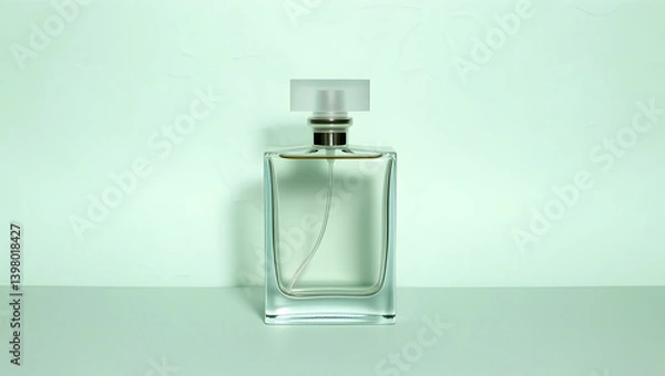 Fototapeta Perfume Bottle on Light Green Background