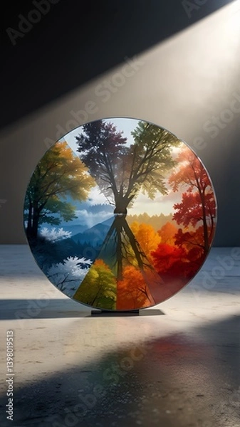 Fototapeta wheel segmented with seasons
