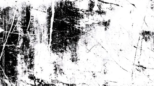 Obraz Abstract black and white textured background with rough, distressed look. A grunge effect creates an interesting visual pattern.