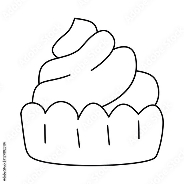 Obraz Cupcake doodle.Isolated on white background